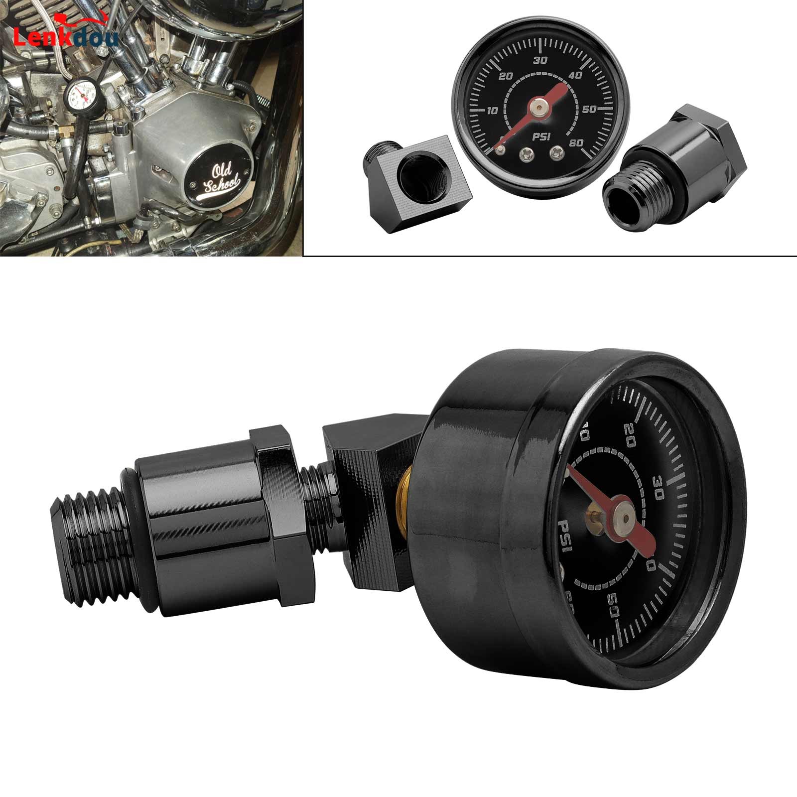 Oil Pressure Gauge & Fitting For Harley Shovelhead EVO Dyna Softail Touring FLH