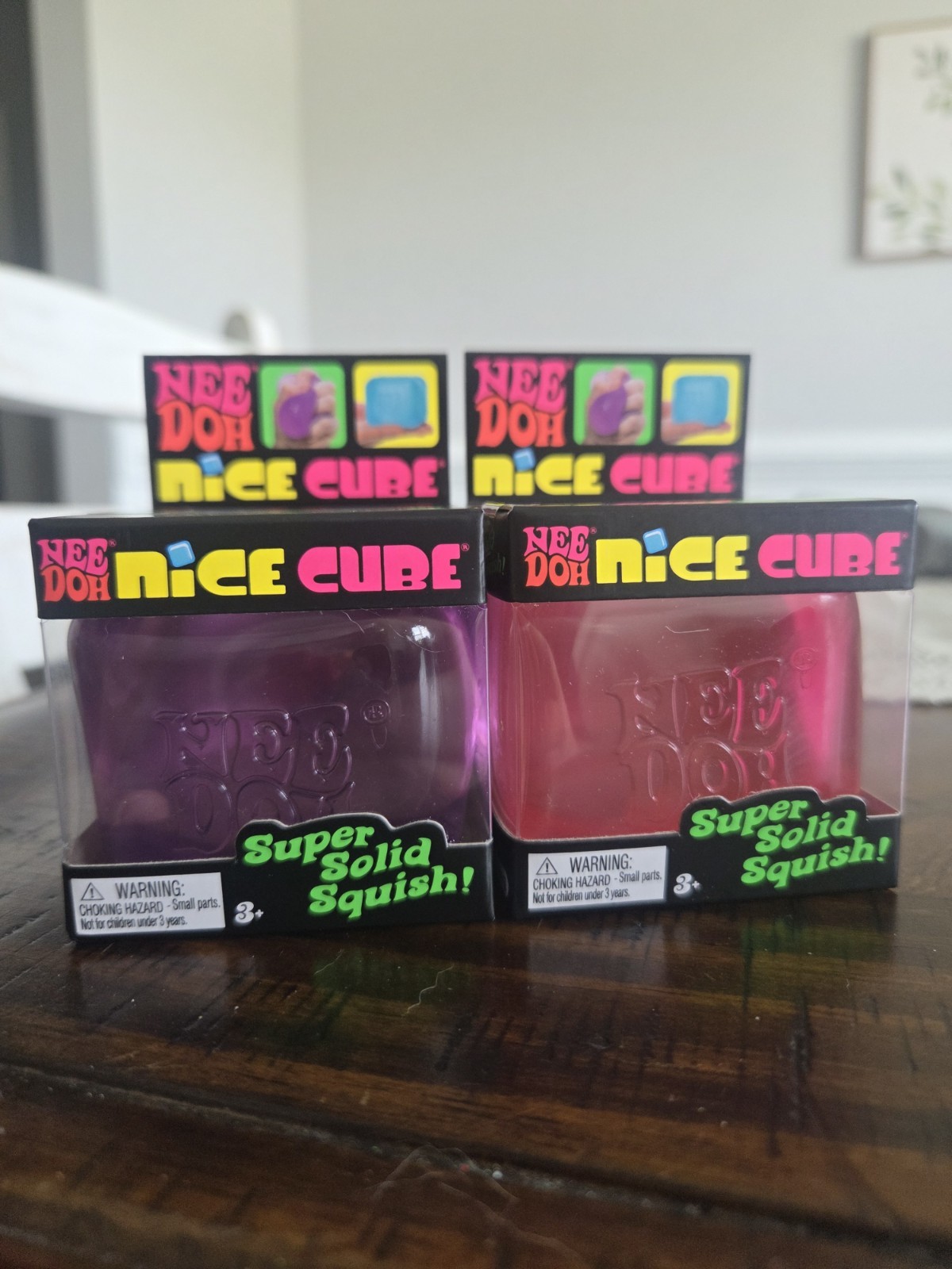 Two Nee Doh Nice Cubes - Super Solid Squish! Purple & Pink - Brand New Sealed!