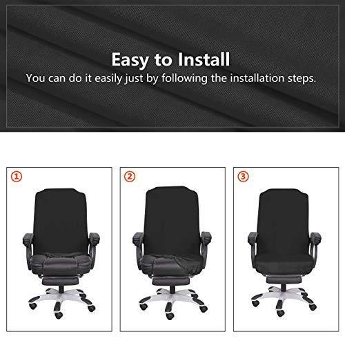 SARAFLORA Office Chair Cover- Large, Black- Removable Computer Chair Cover for
