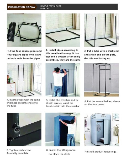 Clothing Store Fitting Room, Movable Square Changing Room, DIY Temporary Locker