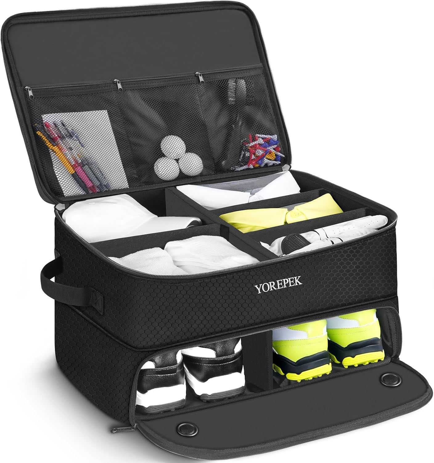2 Layer Golf Trunk Organizer Waterproof Car Golf Locker with Separate Compartmen