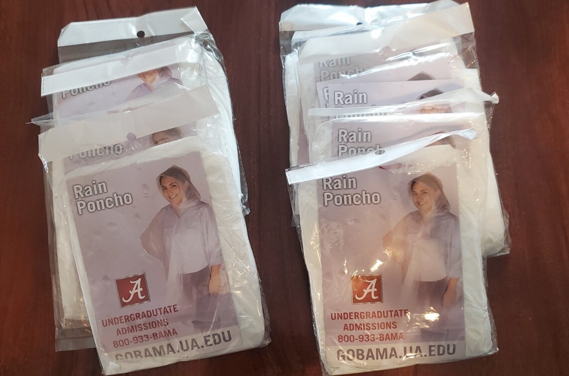 10 x University of Alabama Unisex Adult Waterproof Emergency rain coats Ponchos
