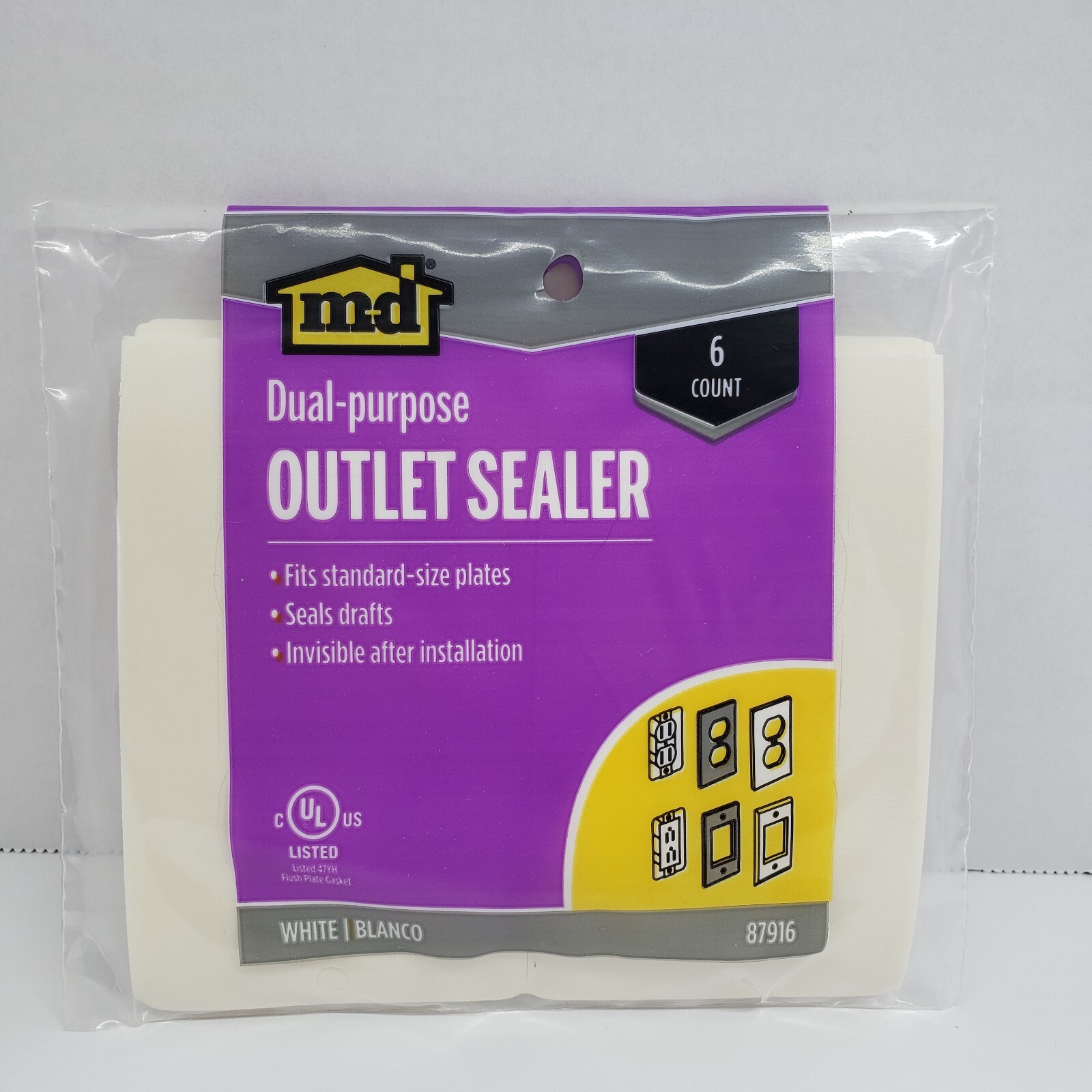 M-D Building Products Outlet Plate Sealers 6 count  White #87916