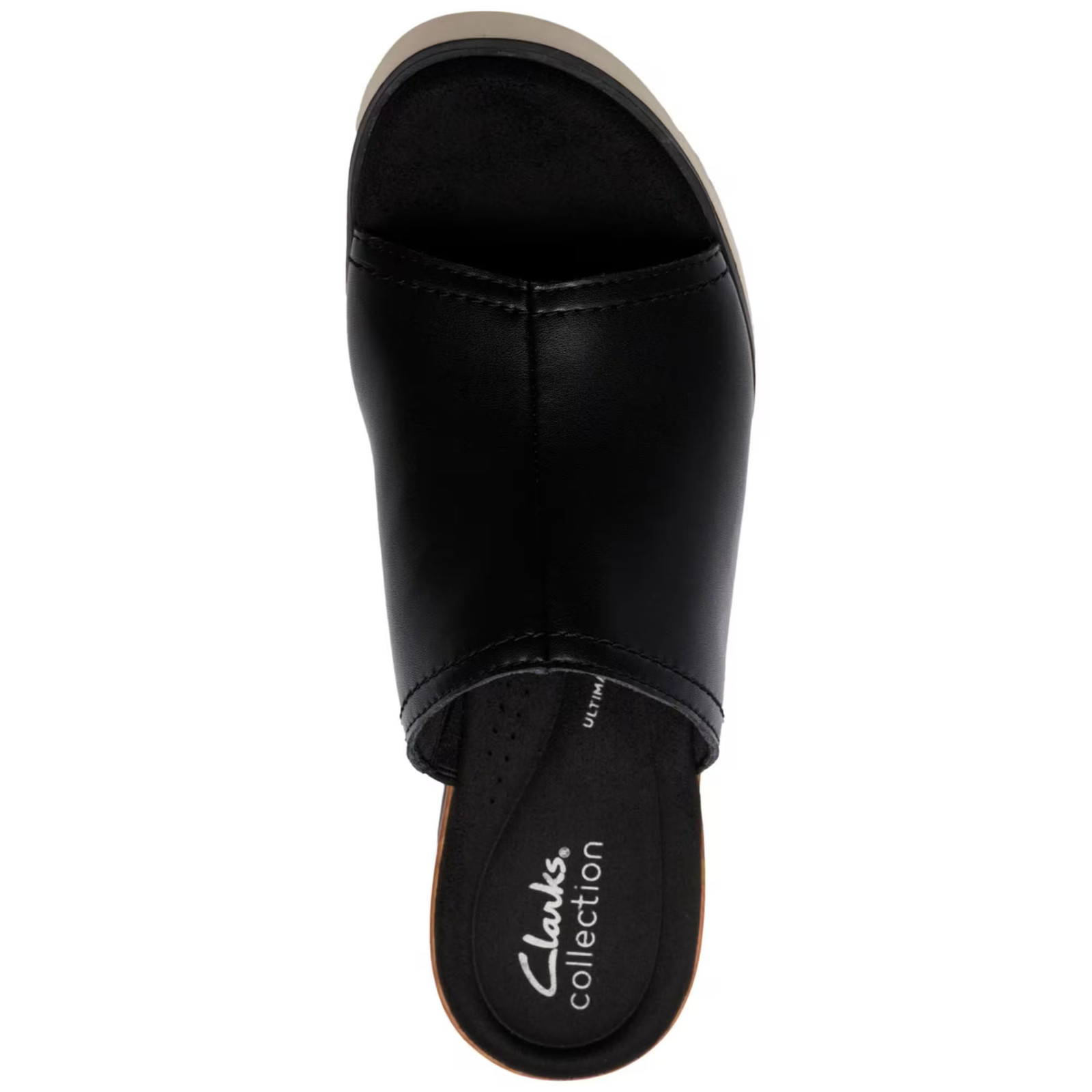 Women's Clarks Diaz Slide Open Toe Wedge Sandals Black Leather