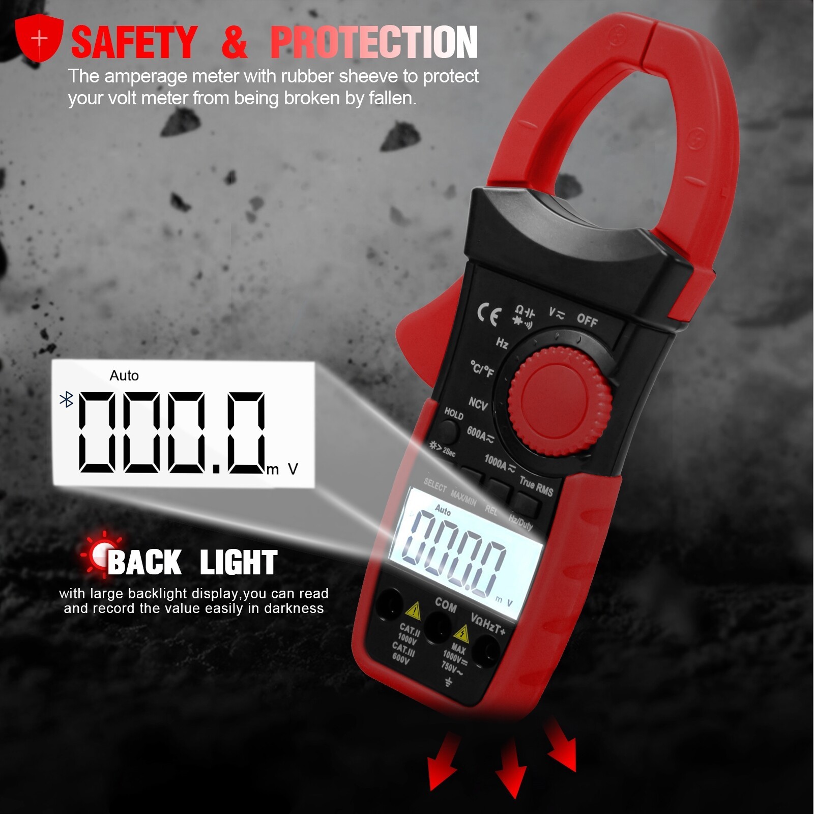 HoldPeak Digital Clamp Meter Multimeter TRMS Auto-Ranging AC/DC Volt Amp Tester