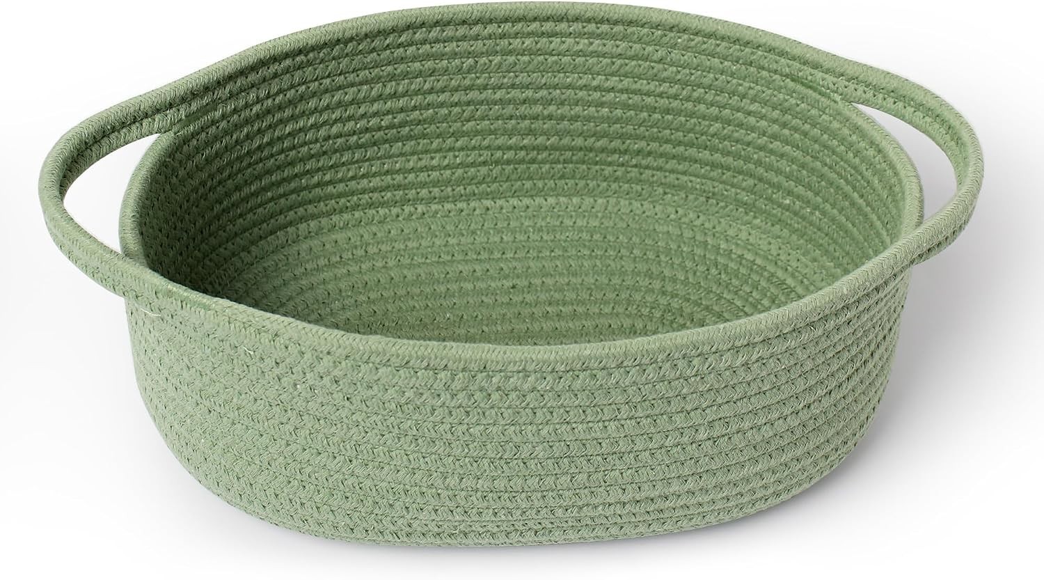 Green Woven Basket 13" x 9" x 5" Baskets for Gifts Empty Cute Cotton Rope Cat