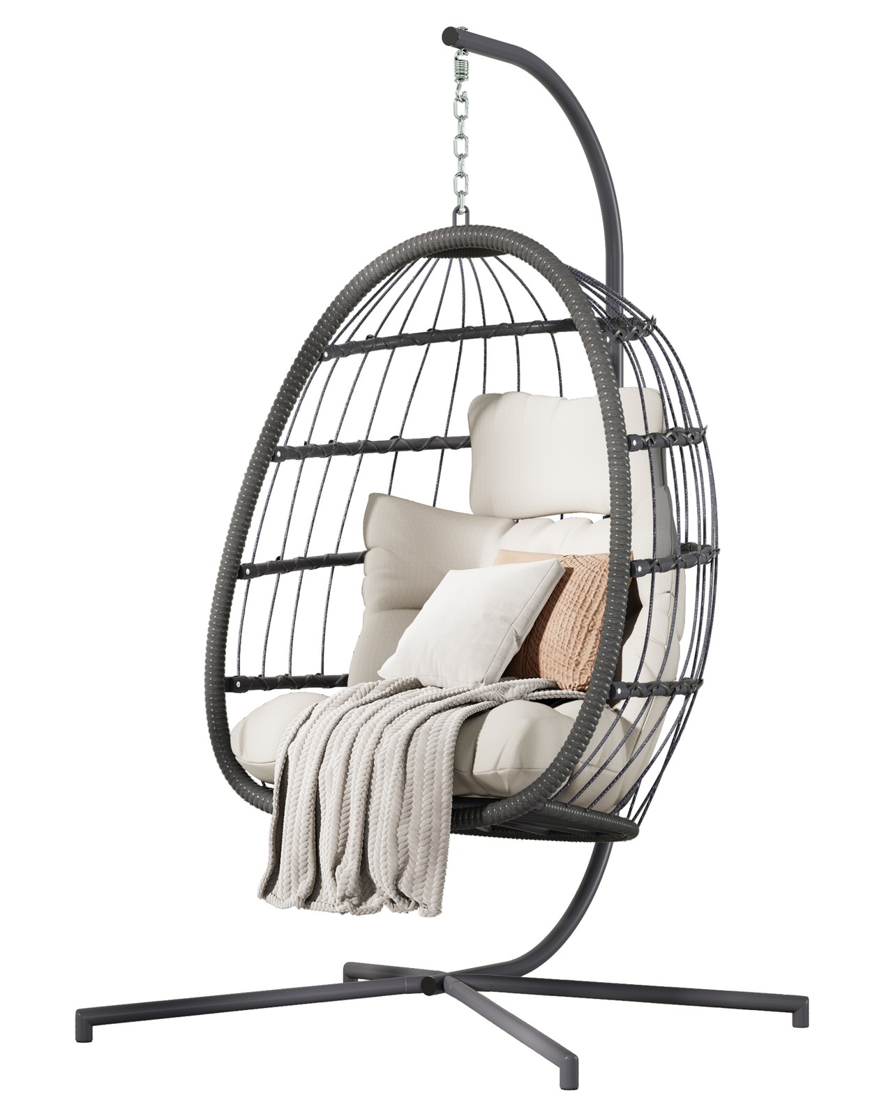 Egg Chair with Stand, Hanging Swing Egg Chair Hammock Chair for Bedroom Porch
