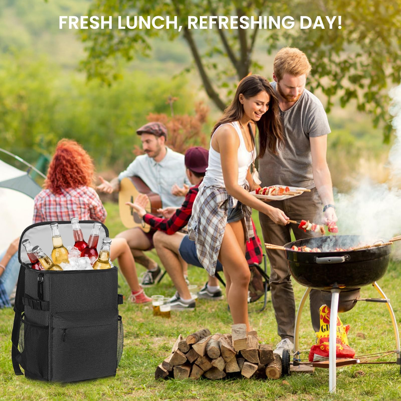 20L Waterproof Cooler Backpack Leakproof Beach Backpack Insulated Lunch Bag