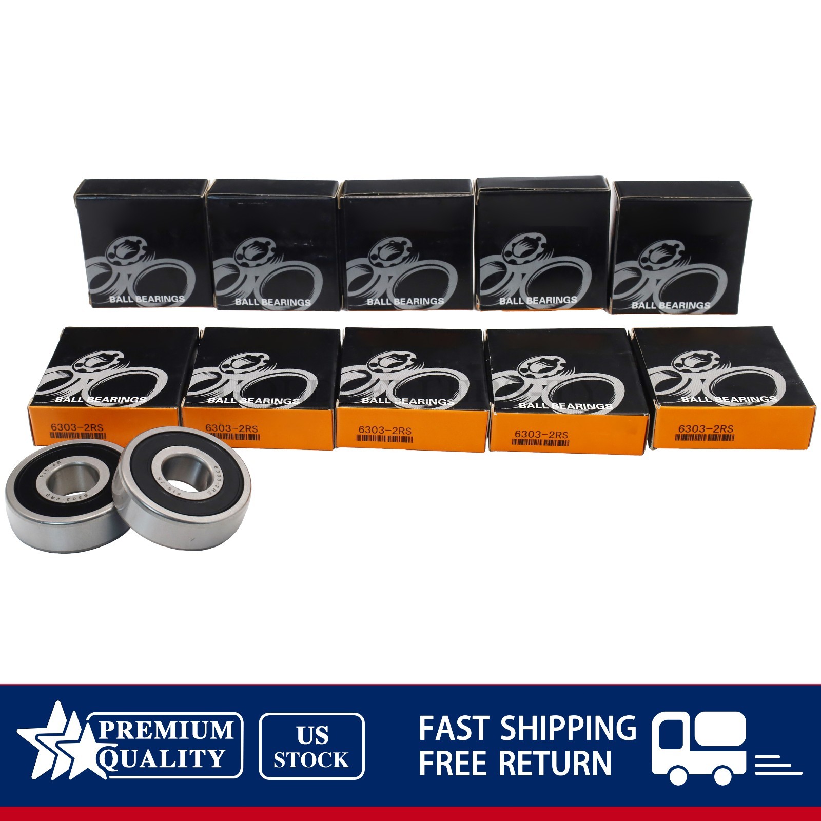 10PCS Double Rubber Seal Ball Bearings For TIMKEN 6303-2RS 6303RS 17x47x14mm