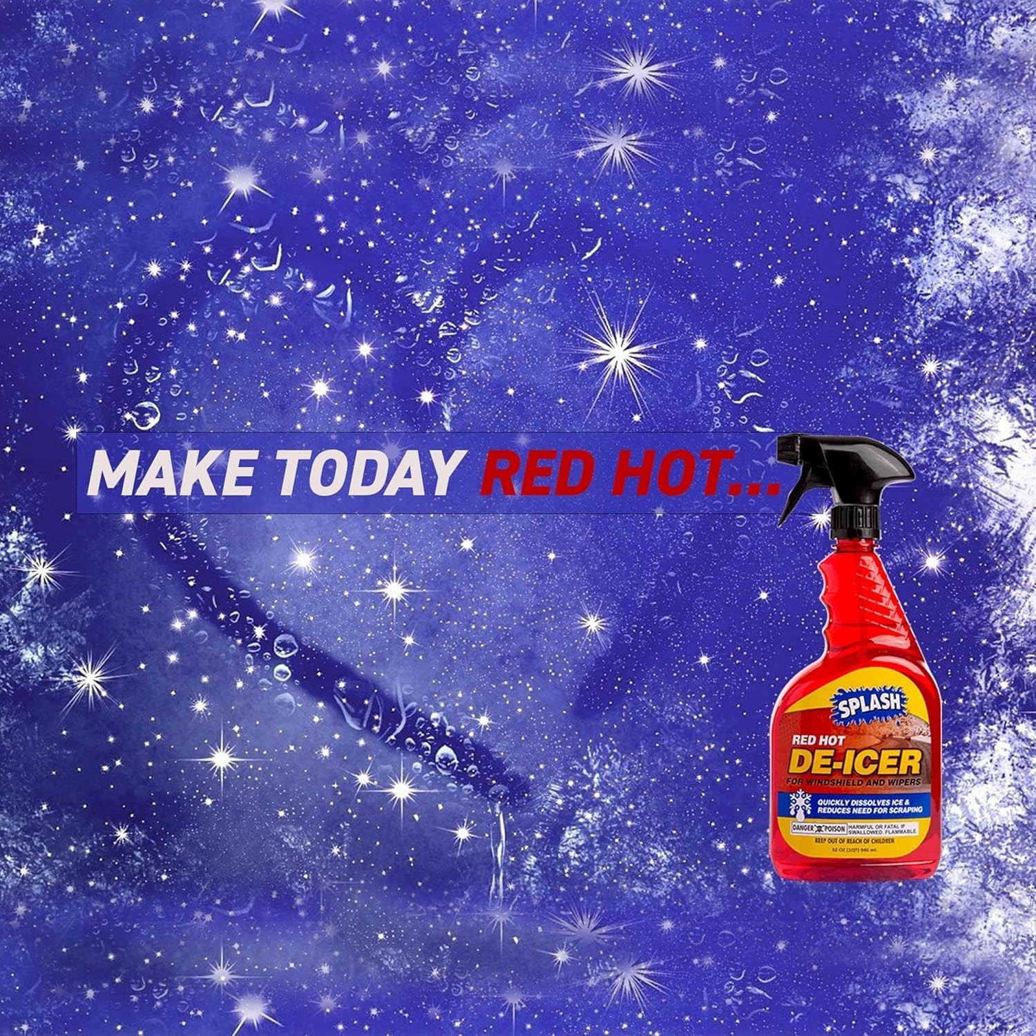 Pack of 3 Splash Red Hot De-icer Windshield Trigger Spray 32 Ounces