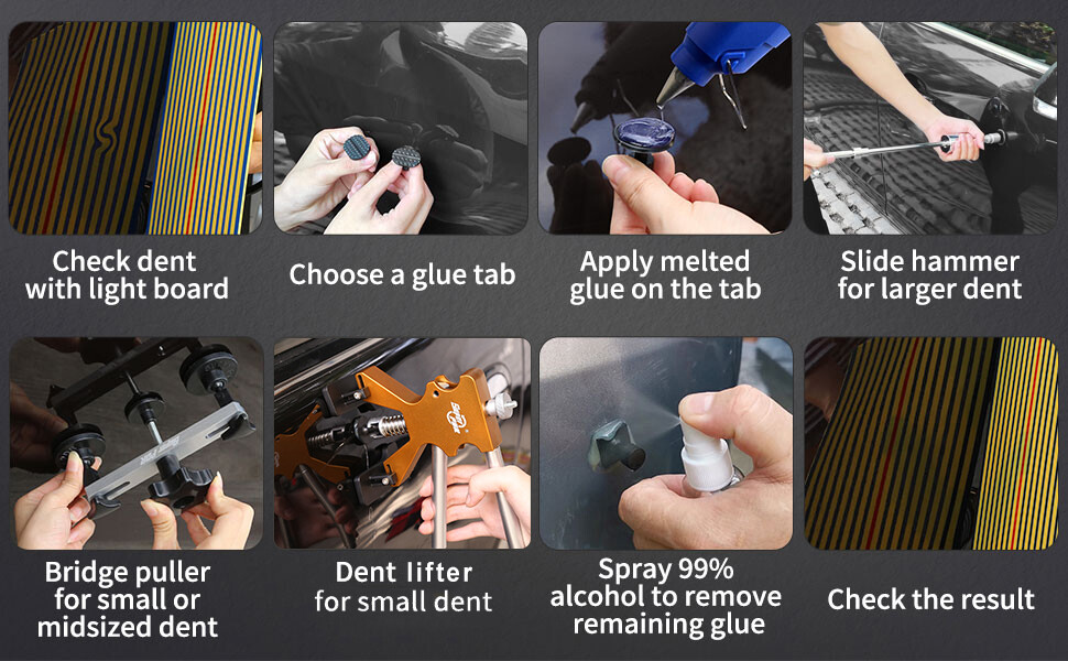 Car Paintless Dent Repair Kit - Easy Dent Removal with Puller, Glue Gun & Tabs