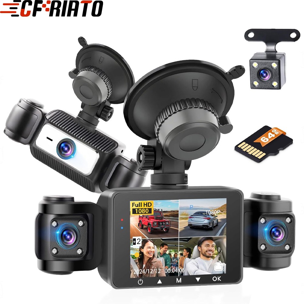 64GB 4 Channel Dash Cam 1080P Front Rear G-sensor Video Recorder Car DVR Camera