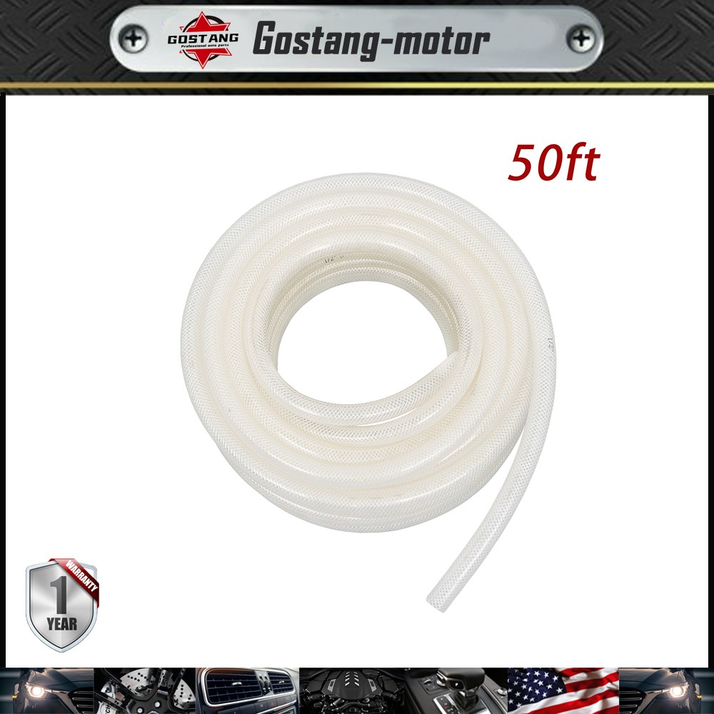 Braided Clear PVC Vinyl Tubing 1/2" ID 3/4" OD High Pressure Water Hose 50FT New