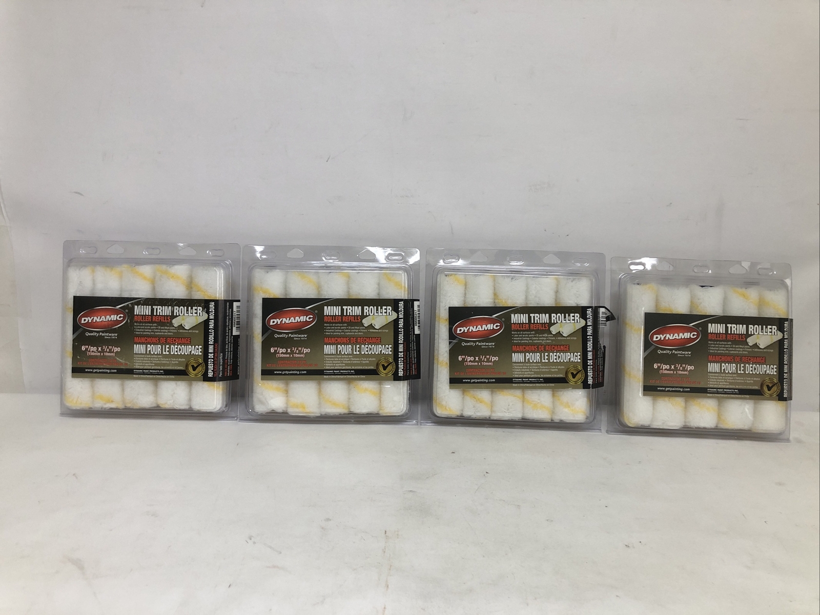 Lot Of (4) Dynamic Mini Trim Roller 6''/po x 3/8''/po 10 Pack (40 Covers total)