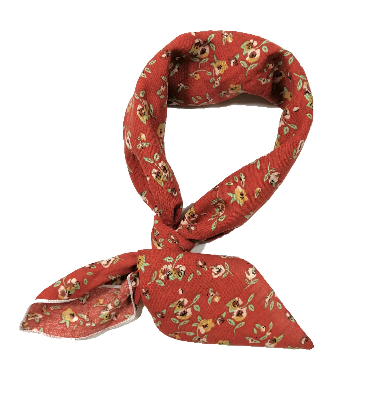 Unisex Floral Cotton Bandanas 22x22 inch BrickRed