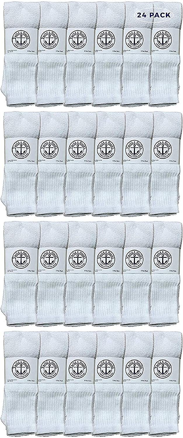 24PK 30 Inch Wholesale Men's Long Tube SocksSport Socks 10-13 (White)
