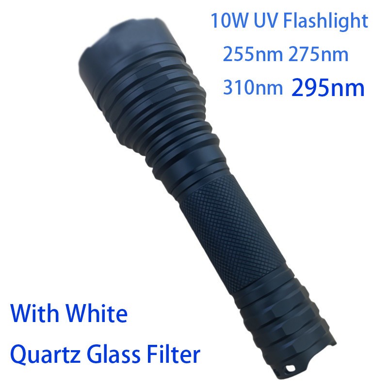 10W Powerful UV C LED Short Wave Flashlight with UV Filter 254nm 295nm 310nm 320