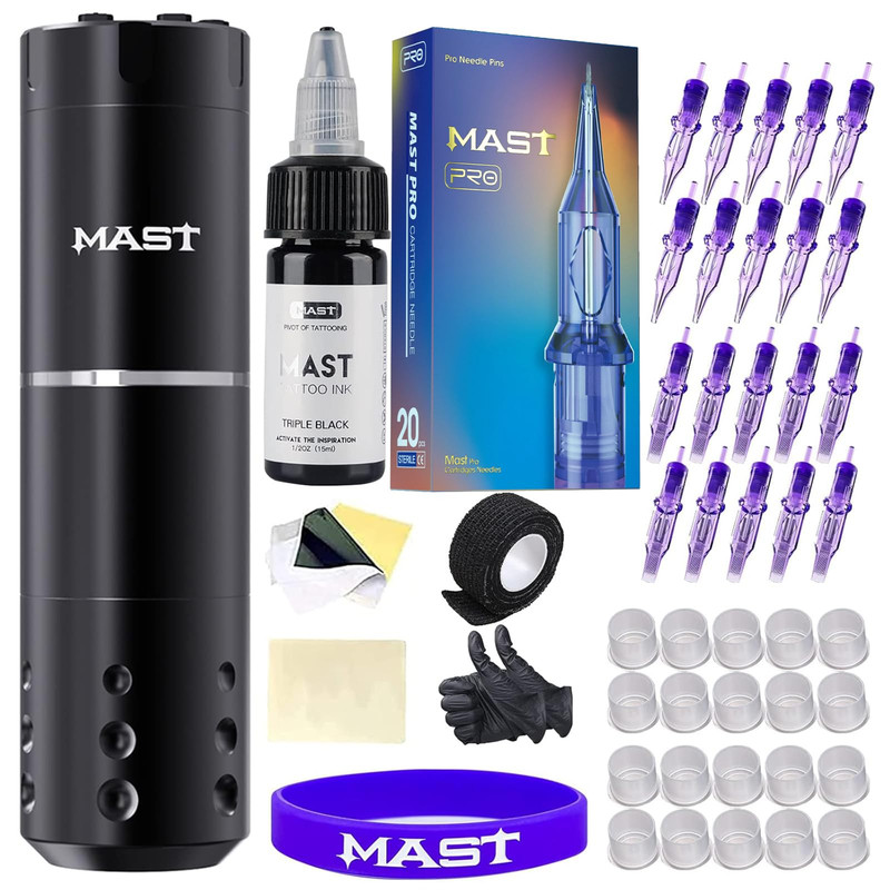Mast Tattoo Gun Kit Wireless Complete Tattoo Kit Cord/Cordless Tattoo Machine