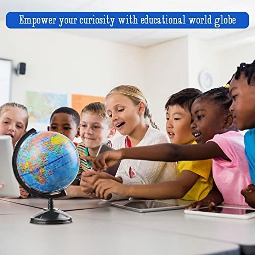 World Globe for Kids Learning - 6 inch Interactive Earth Globe with Stand for...