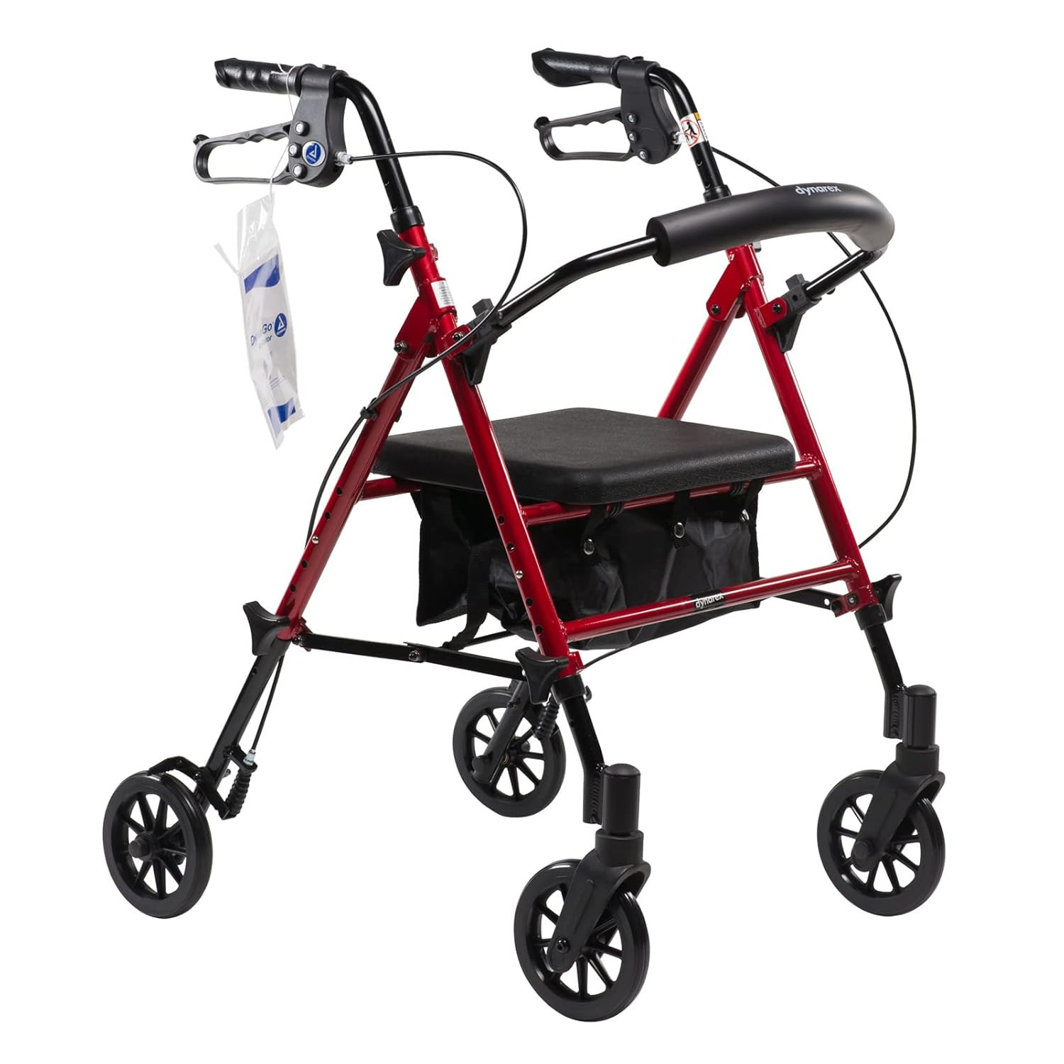 Dynago Flex Foldable Aluminum Rollator with Adjustable Seat Height and Detachabl