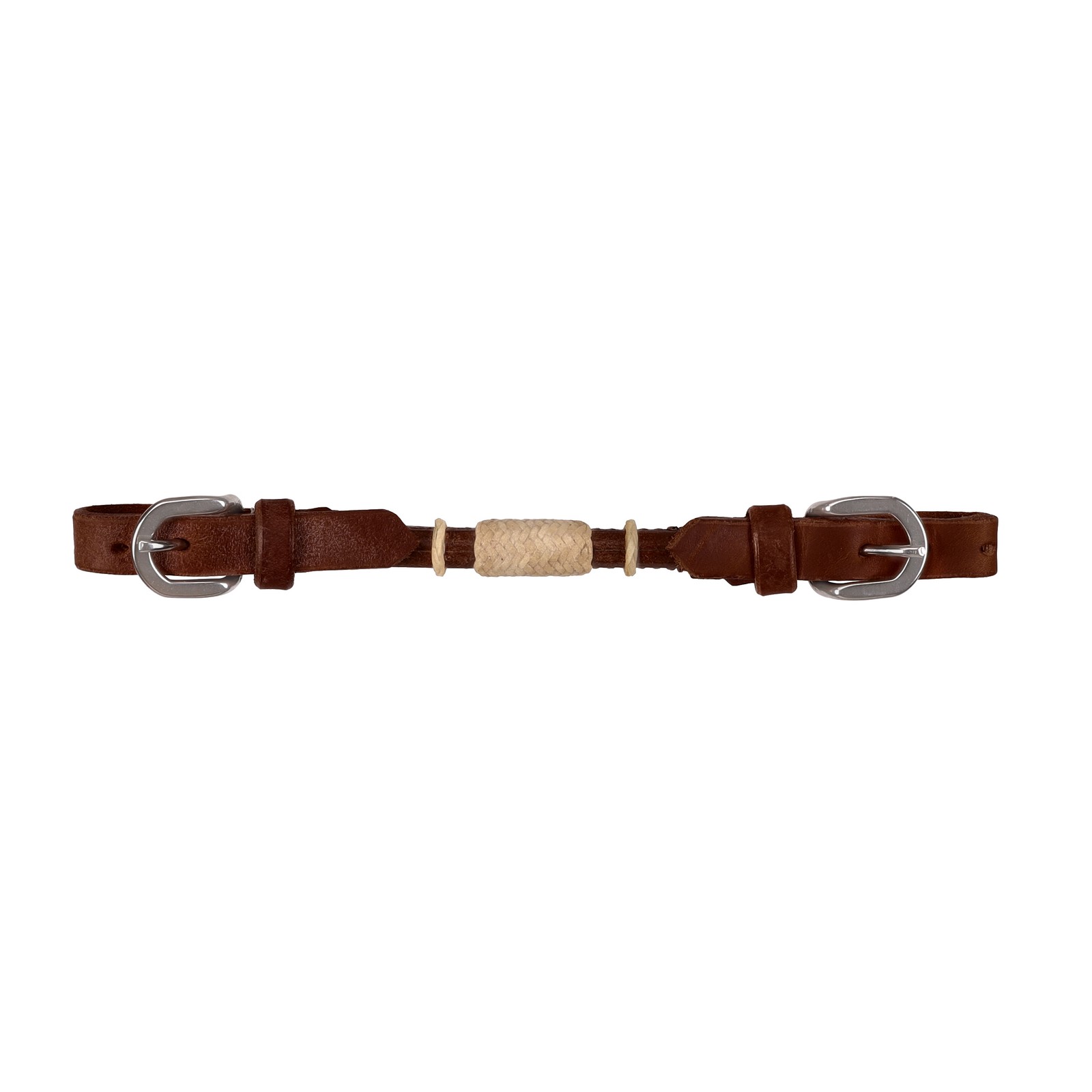 Showman Argentina Cow Leather Rolled Curb Strap w/ Rawhide - Oily Brown