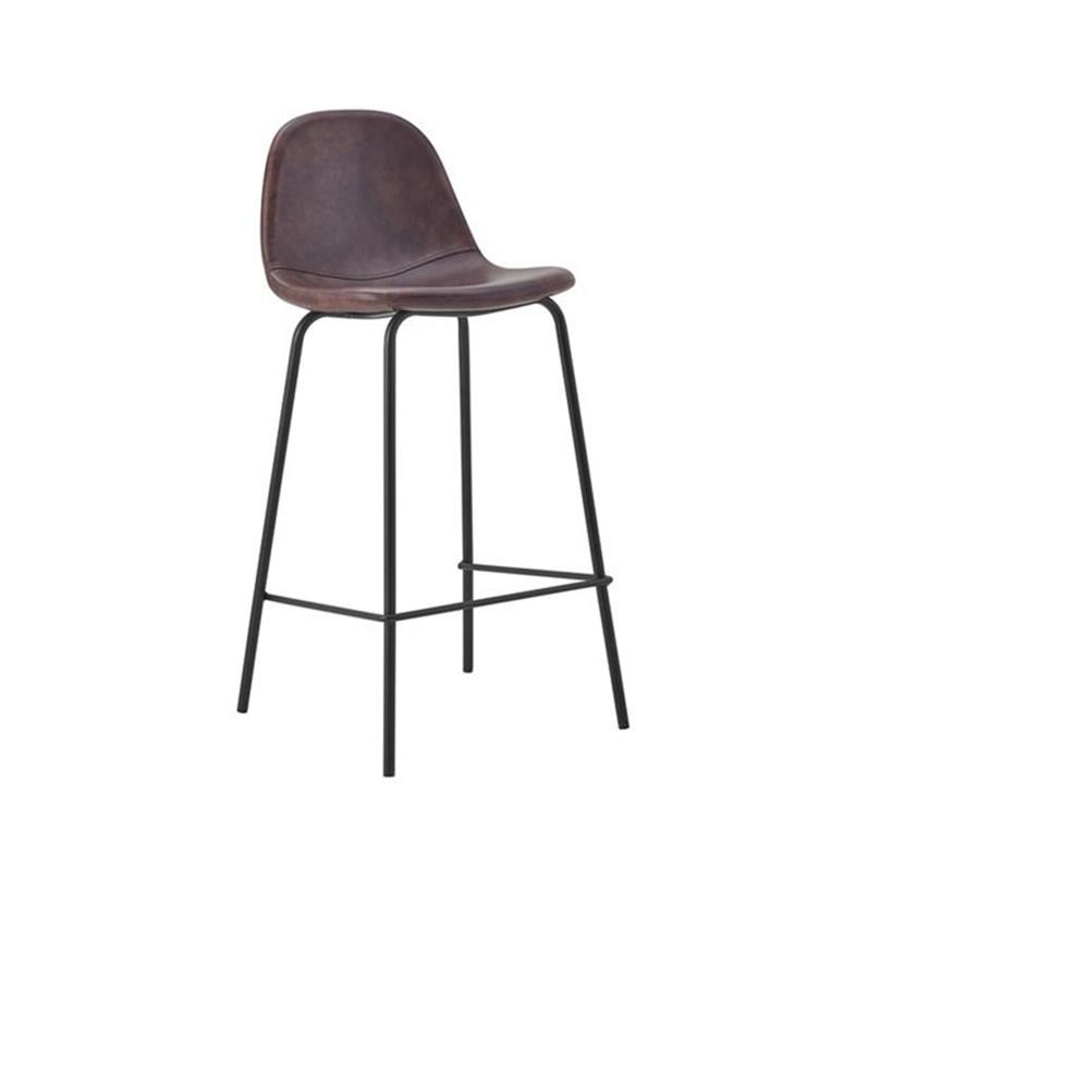 Pemberly Row 26" Faux Leather Counter Stools in Brown (Set of 2)
