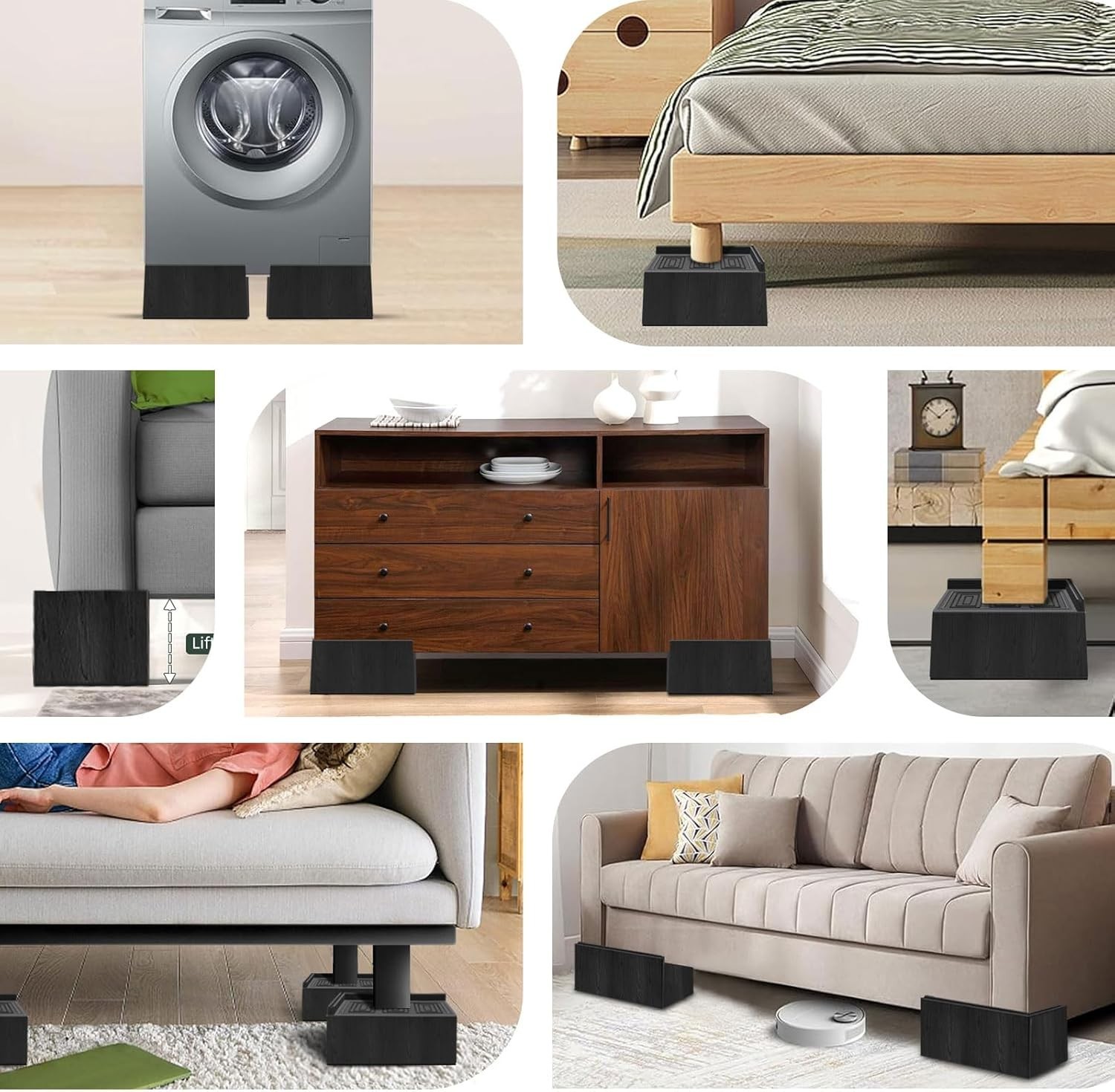 Bed Risers 5 Inch Heavy Duty,Oversized Couch Risers, Extra Wide Furnit...