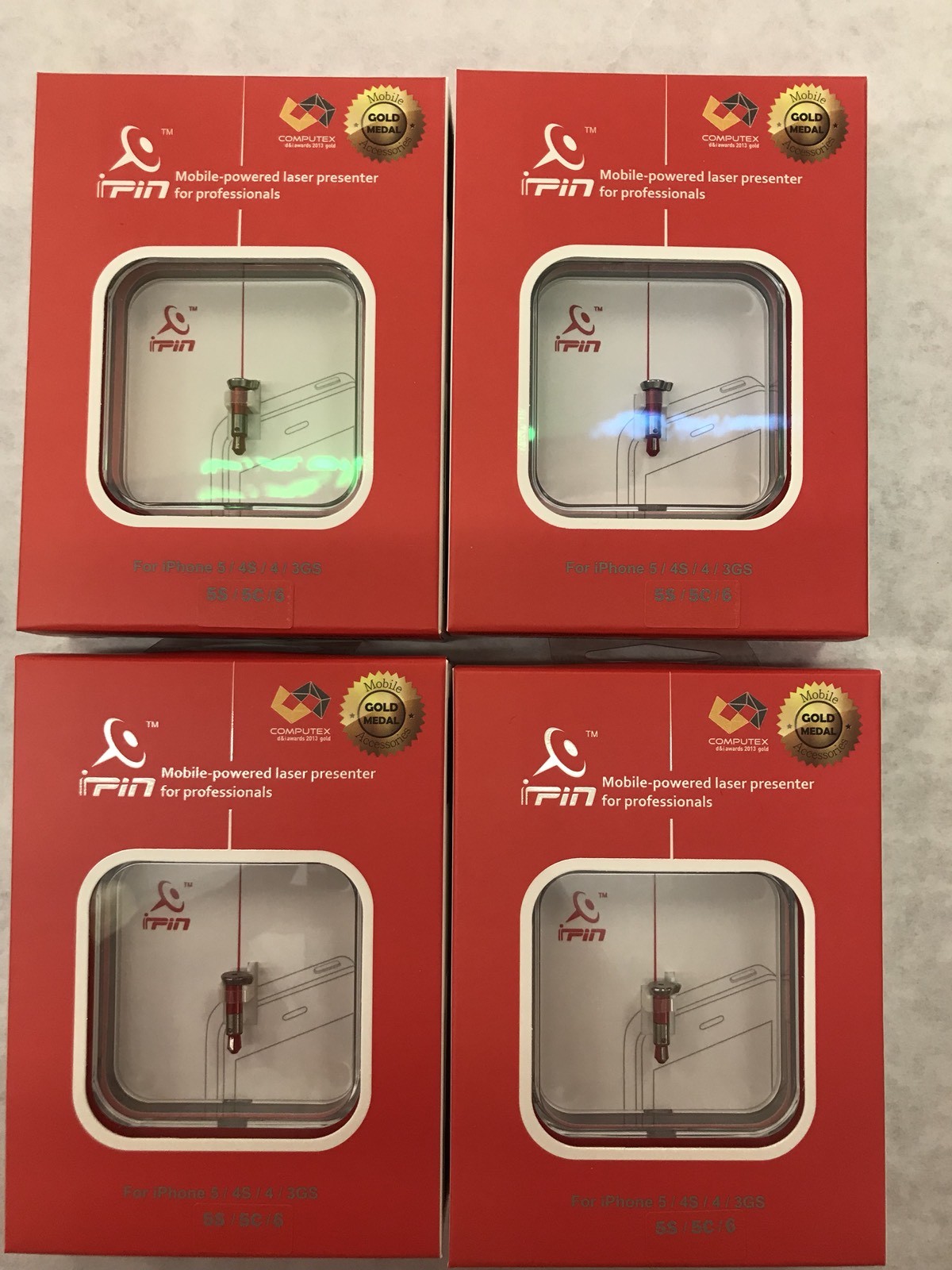 IPIN MOBILE-POWERED LASER POINTER FOR IPHONE 4, 5, 6, 6 Plus Lot Of 4 New