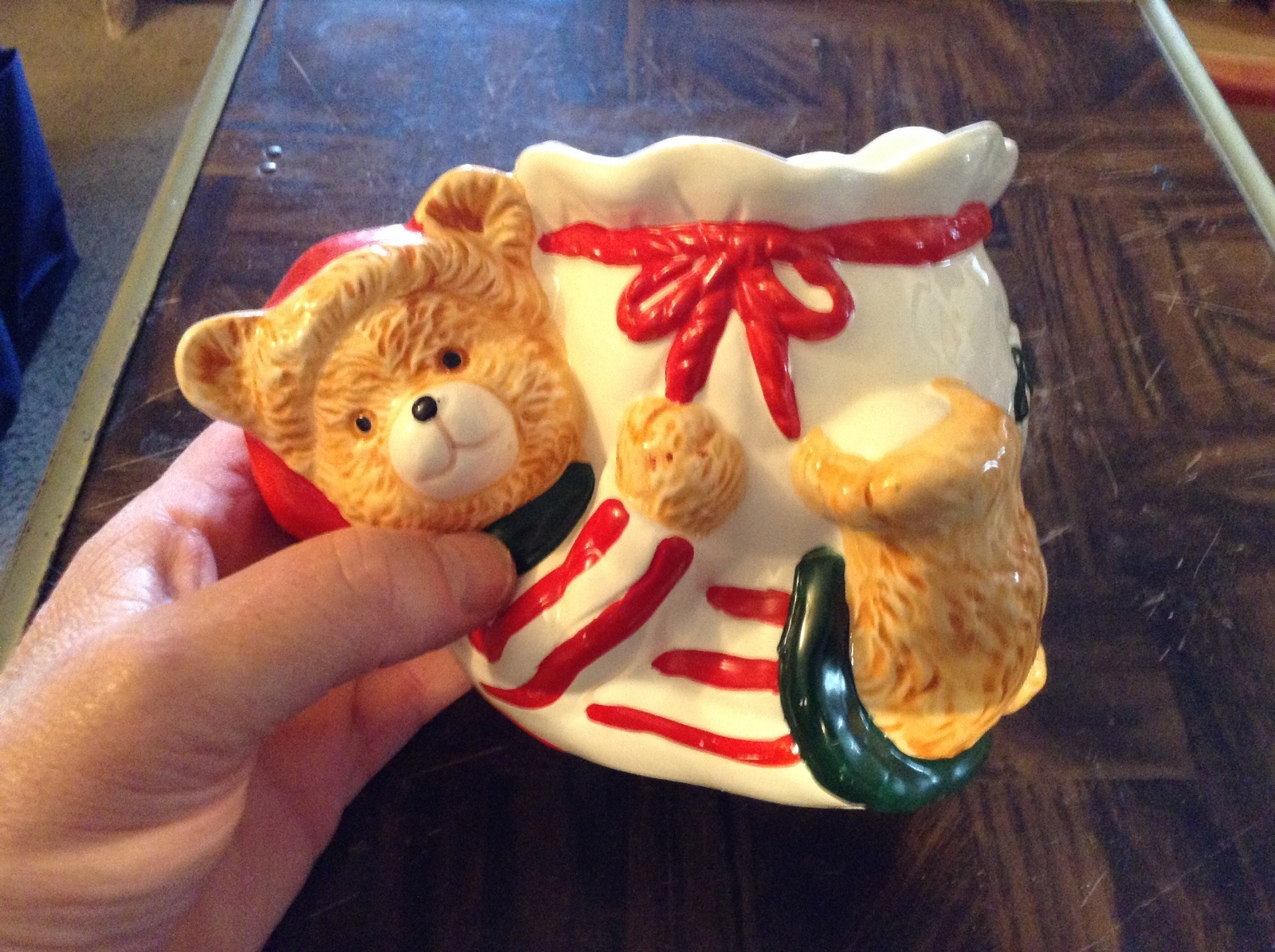 Teddy bear ceramic planter