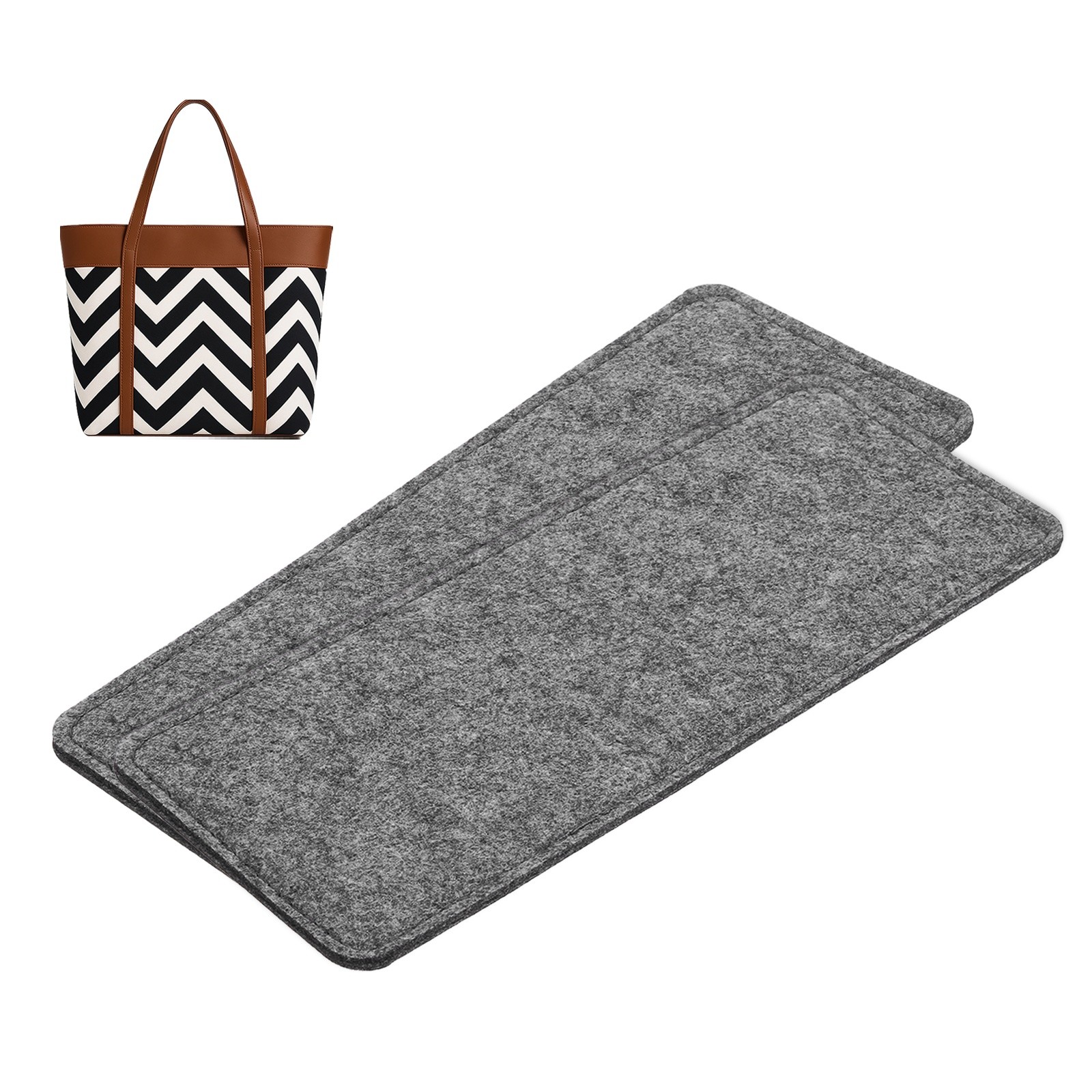 2pcs Felt Bag Base Shaper Handbag 10.83x4.33" 3mm Thick, Gray