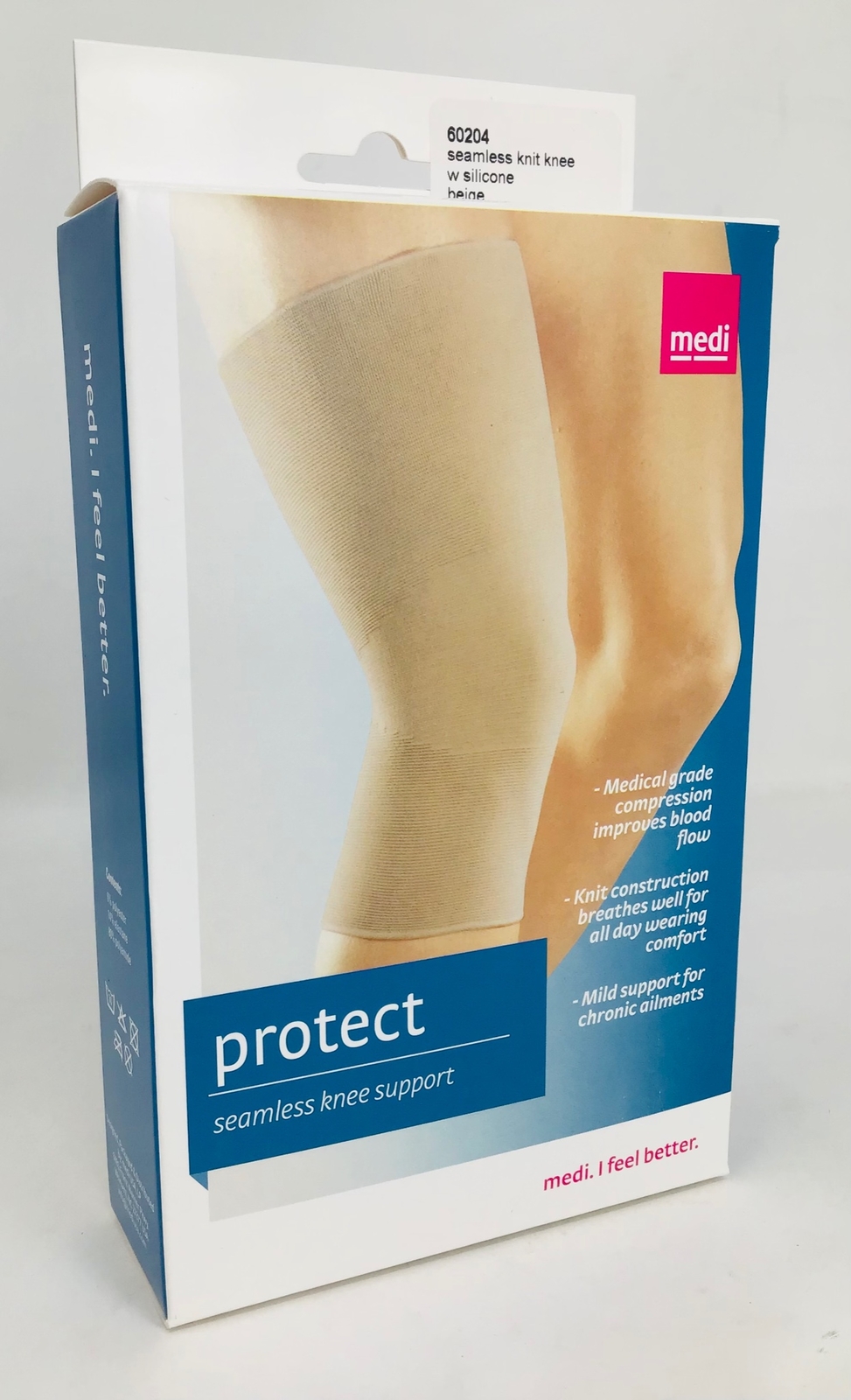 Medi 60204 Protect Beige Seamless Knee Support w/Silicone Secure Band LRG - NEW