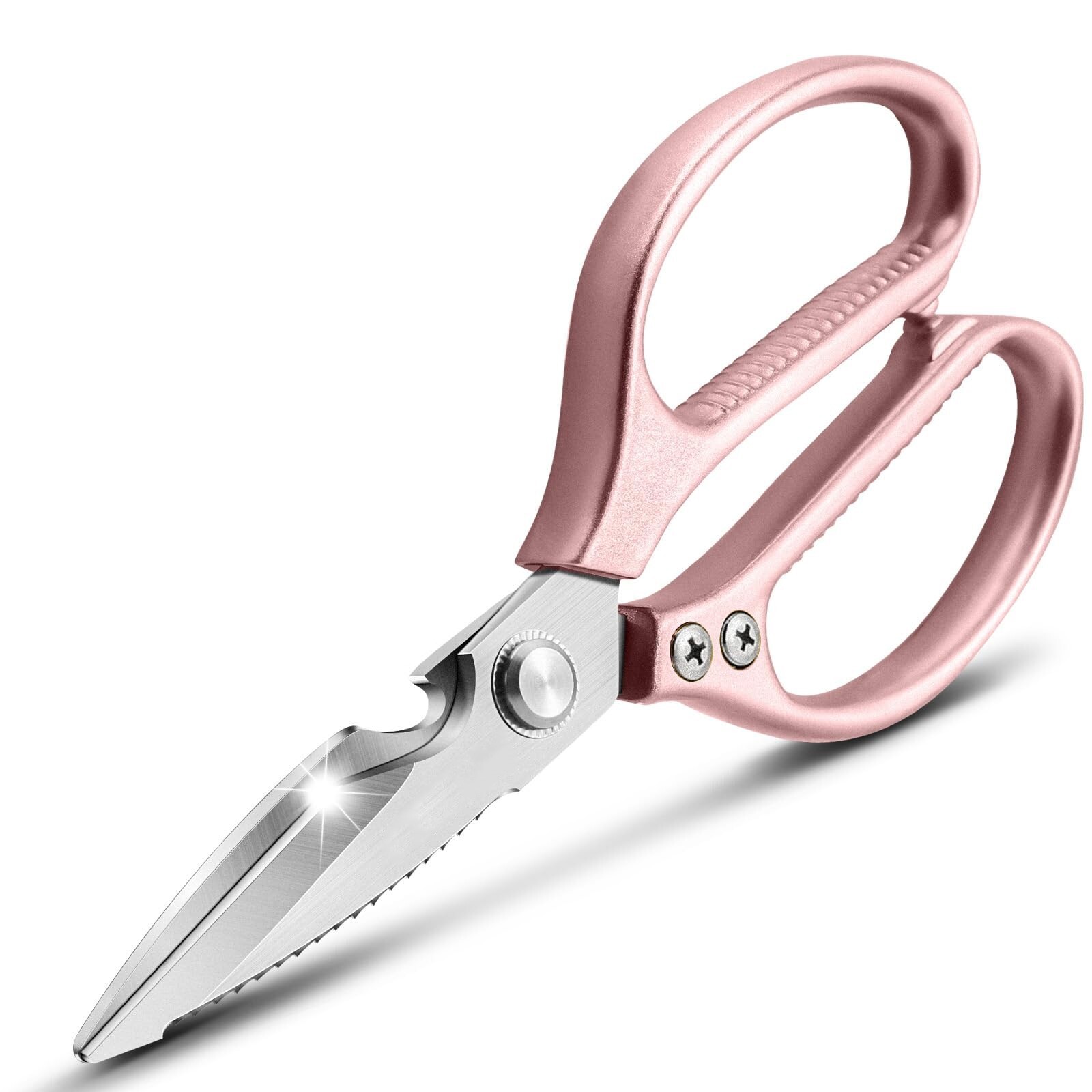 Heavy Duty Sharp Poultry Kitchen Shears Multi Function Cooking Scissors Pink Red