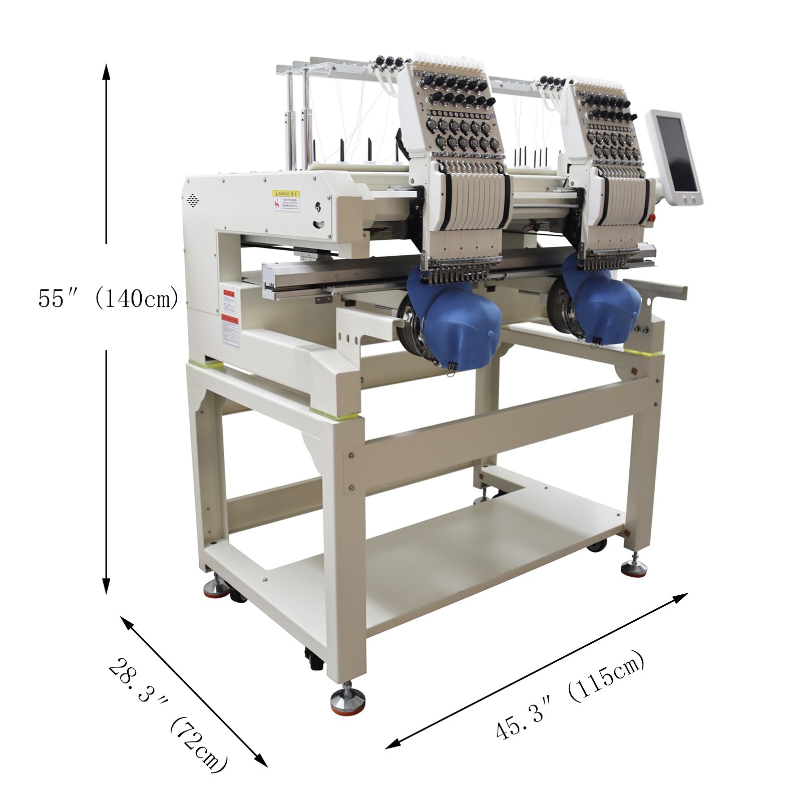 Double-Head 12 Needles Automatic Embroidery Machine Flat Hat DIY 15.7*19.7in