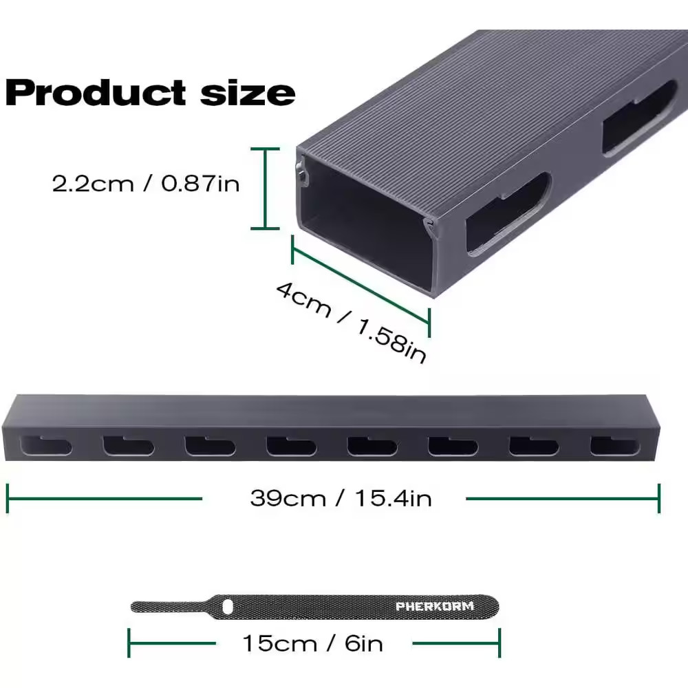 Cable Raceway Kit for under Desk Cable Management with Integrated Connection Cov