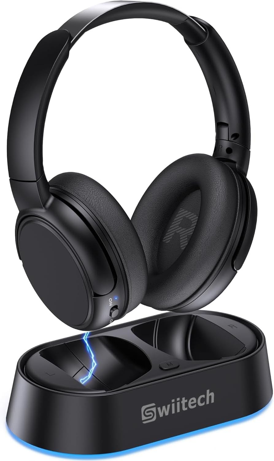Swiitech Wireless Headphones for TV Transmitter Charging Base, Bluetooth