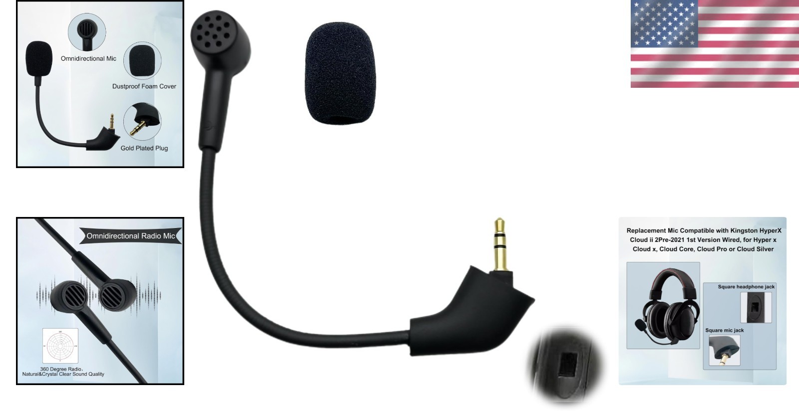 Omnidirectional Replacement Mic with Noise-Canceling Tech for HyperX Headsets