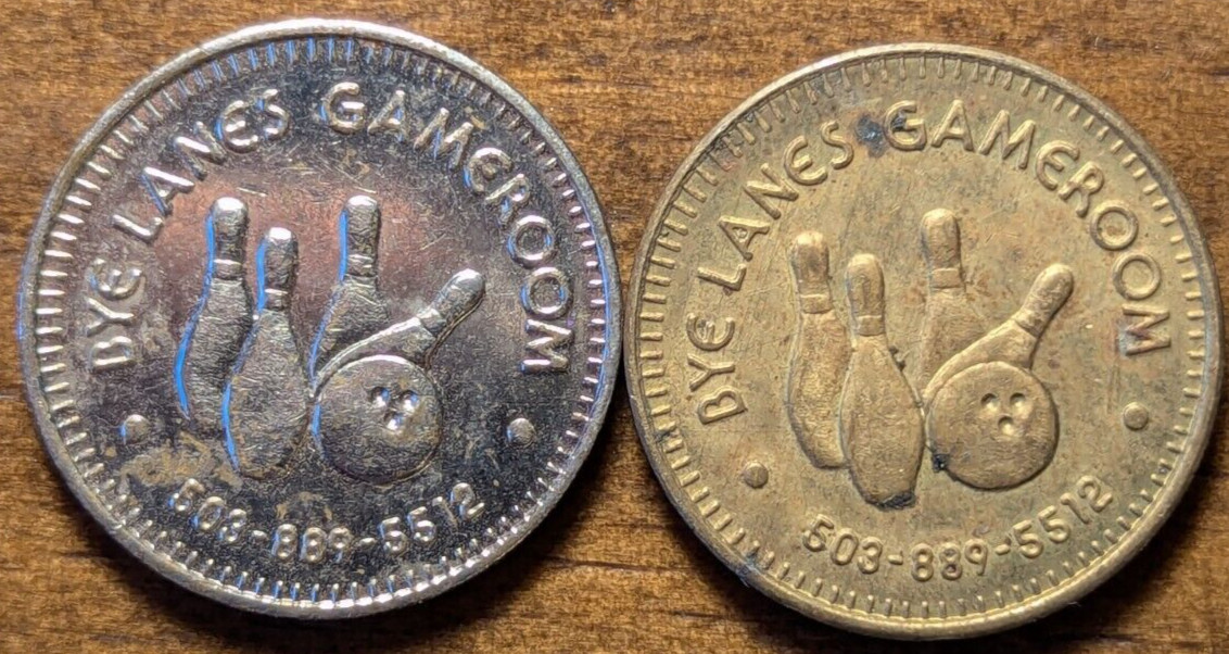 Ontario, Oregon OR Bye Lanes Gameroom Bowling Pins Ball Arcade Amusement Tokens