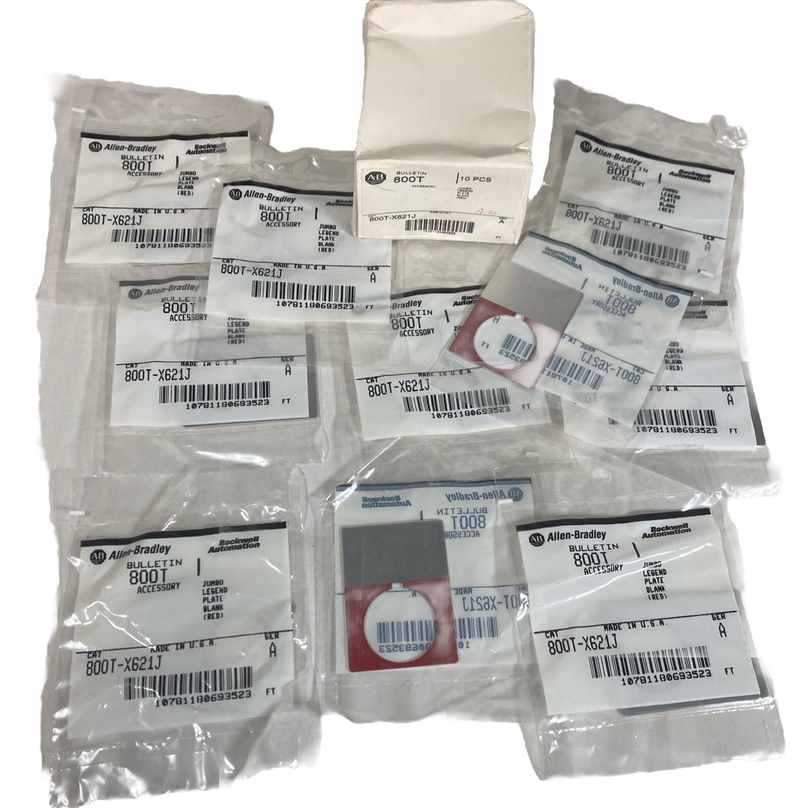 Allen Bradley Red Nameplate 800T-X621J Jumbo, 10 Pack - NIB