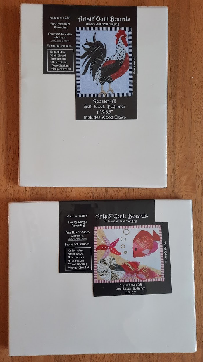 Lot of Artsi2 Quilt Boards No Sew Quilt Wall Hanging Picture Sealed Rooster Fish