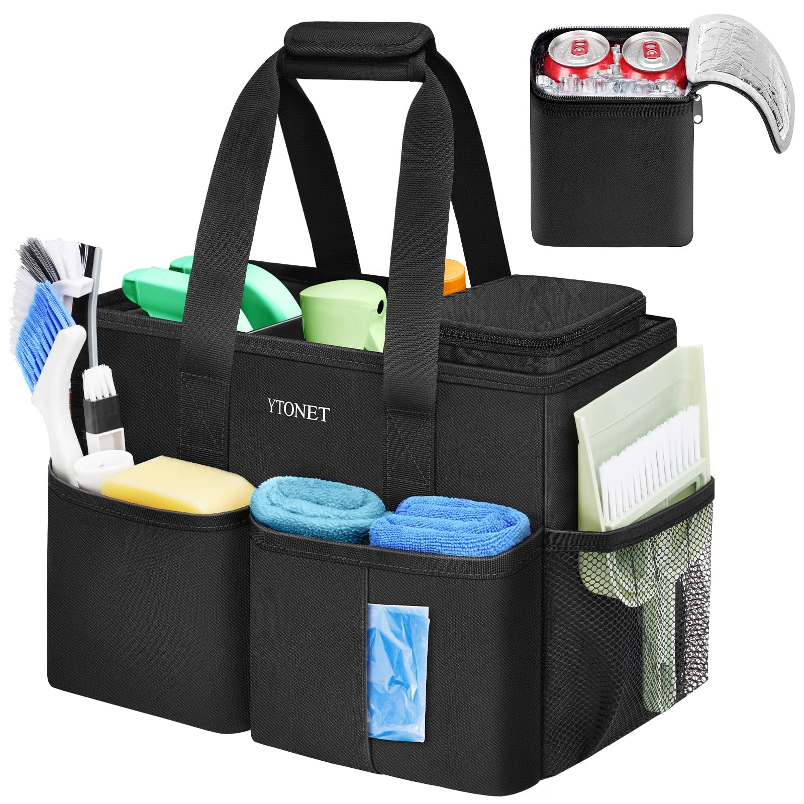 Cleaning Caddy, Water Resistant Cleaning Supplies Organizer, Black