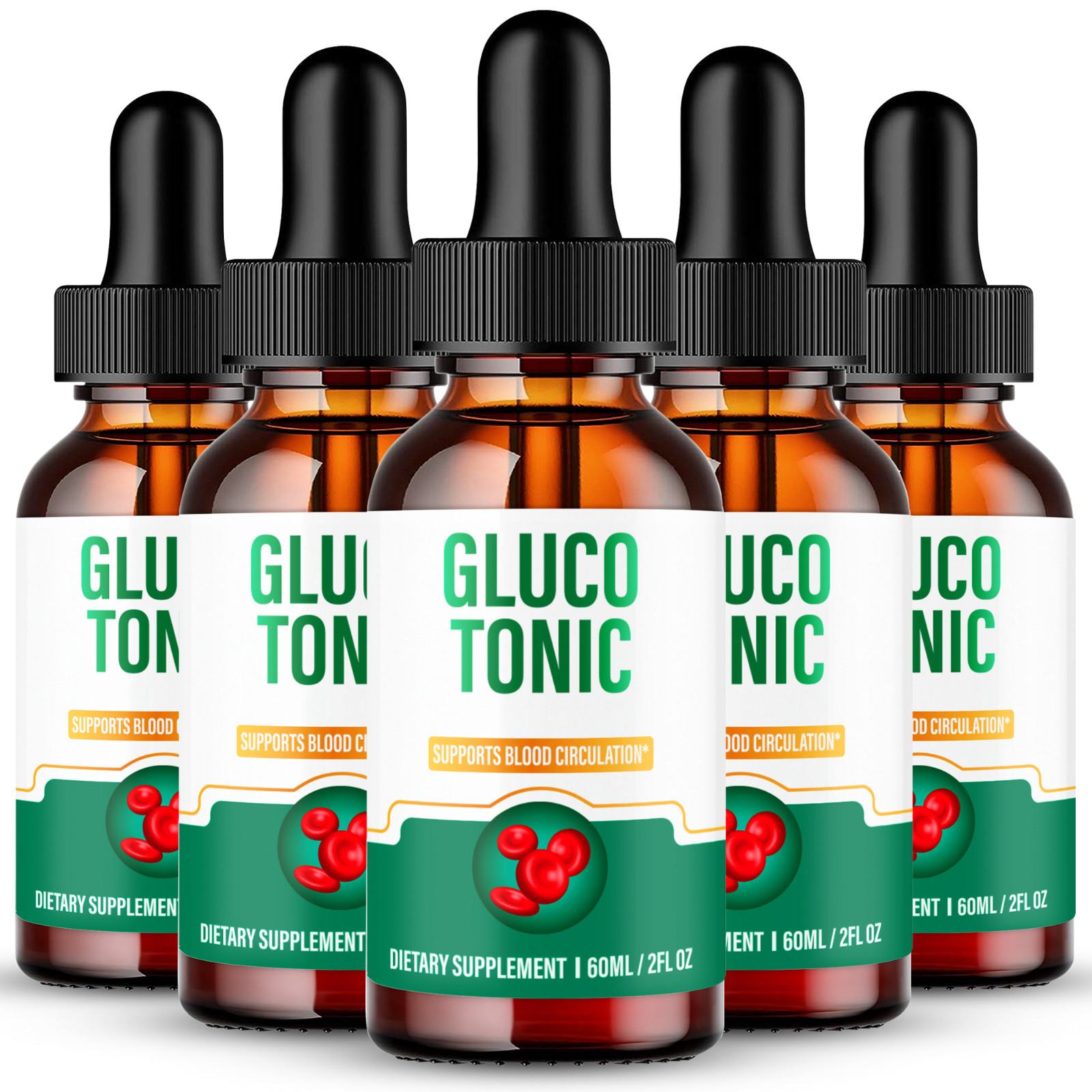 Gluco Tonic Blood Support Drops, Max Strength, GlucoTonic Liquid Drops (5 Pack)