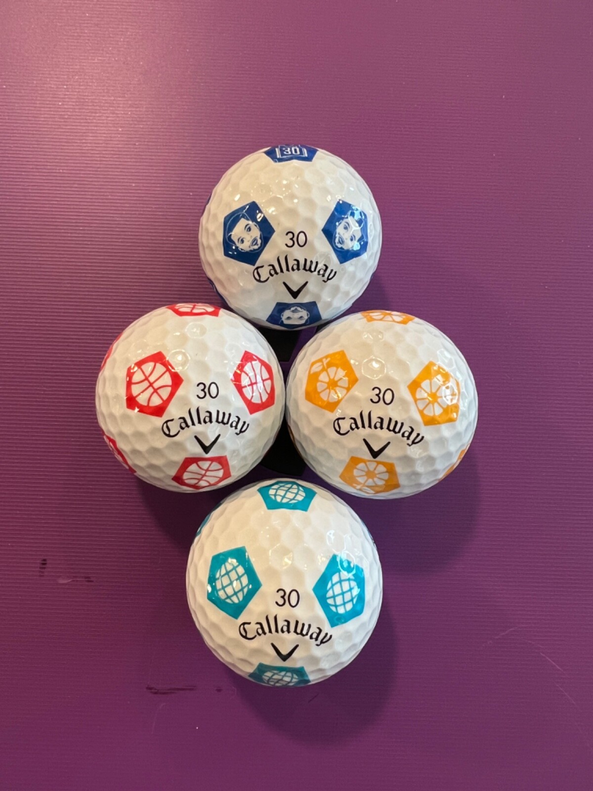 LOGO GOLF BALL-(4) NEW CALLAWAY NBA STEPH CURRY LOGOS #30..GET ALL 4 NOW!! NEW