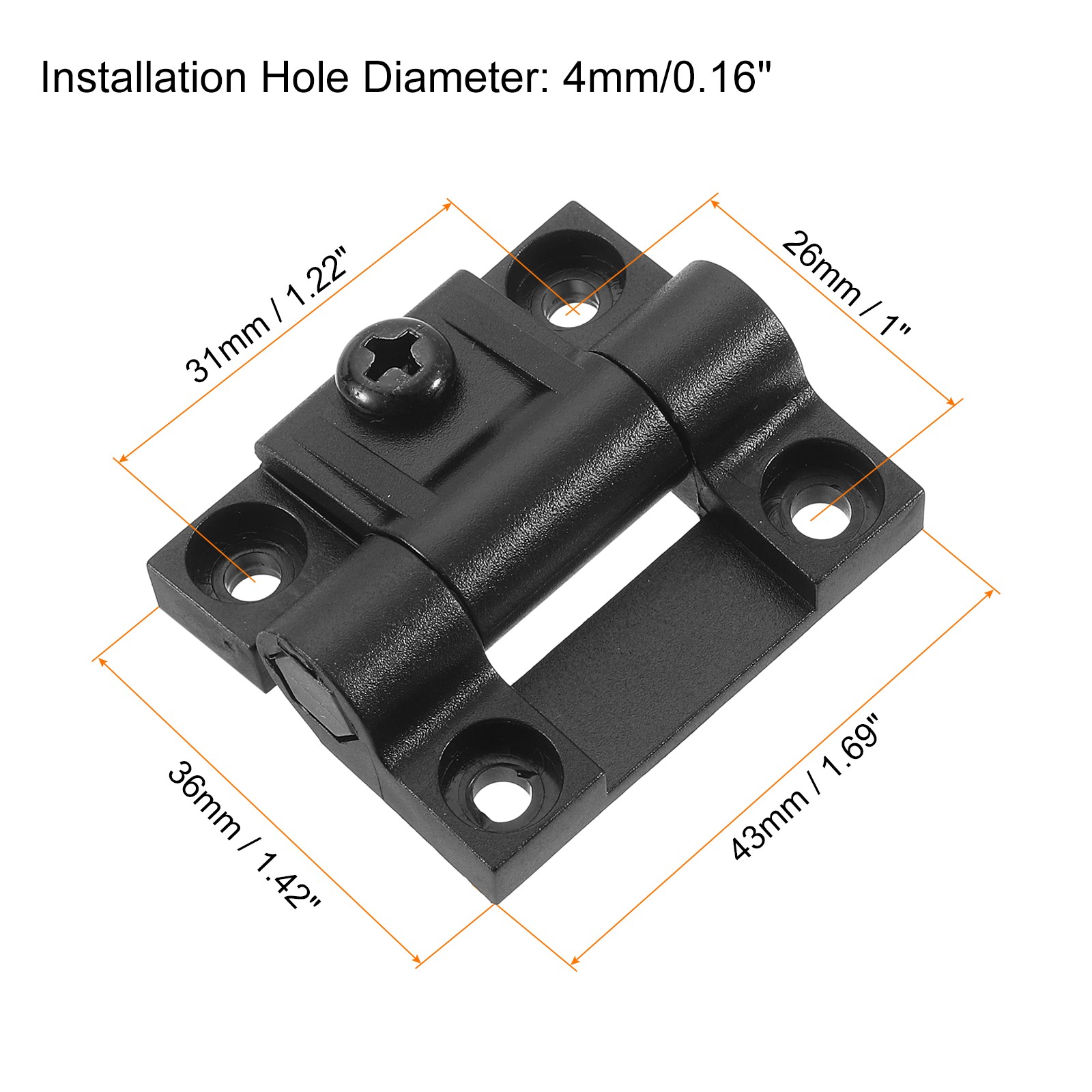 4Pcs Adjustable Torque Hinge Plastic Adjustable Position Control Hinges Black