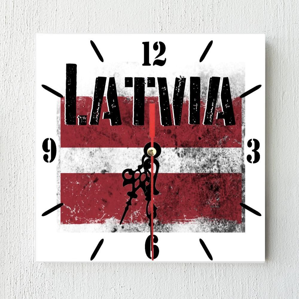 Latvia Flag Wall clock patriots CERAMIC Tile Watch Support Décor