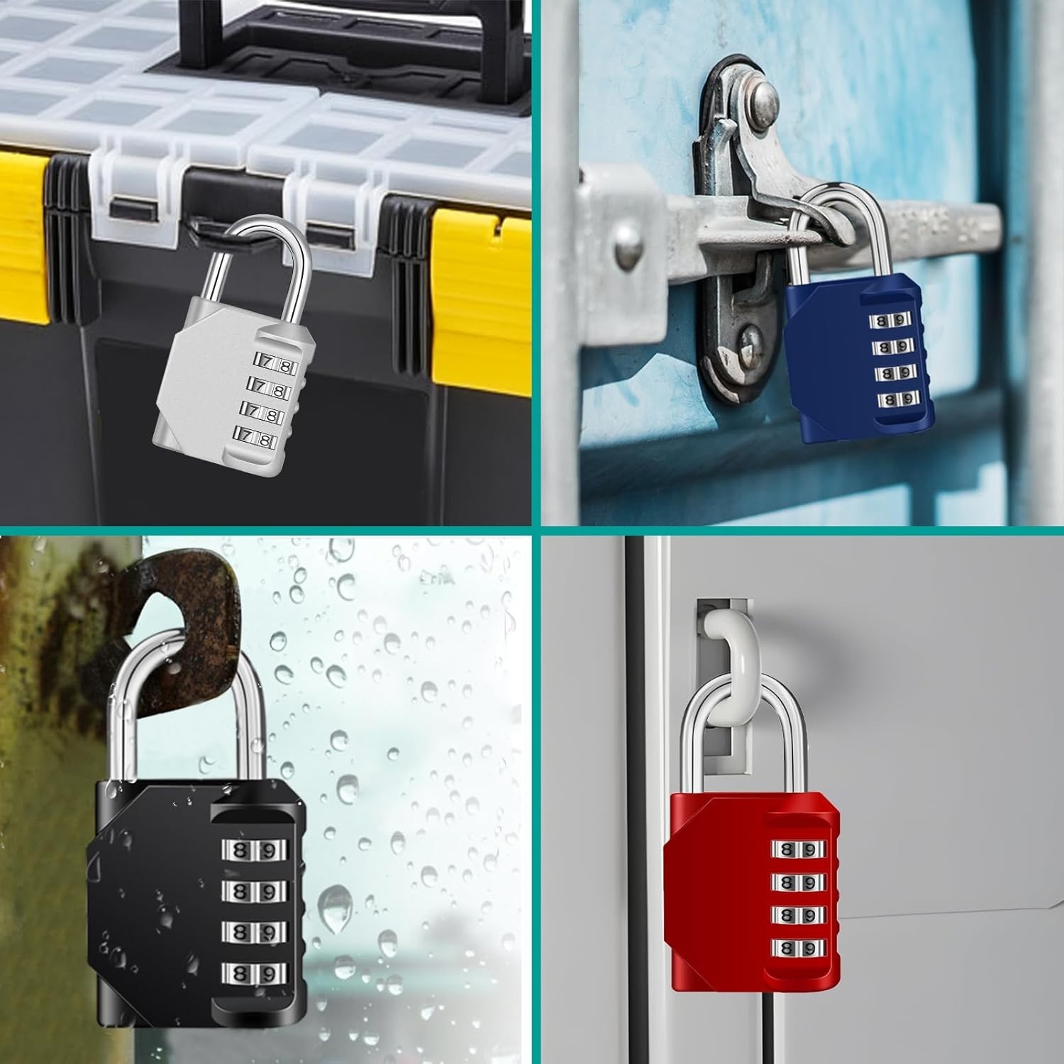 Sturdy Lock with 4-Digit Code - Weatherproof Black Padlock for Security Needs