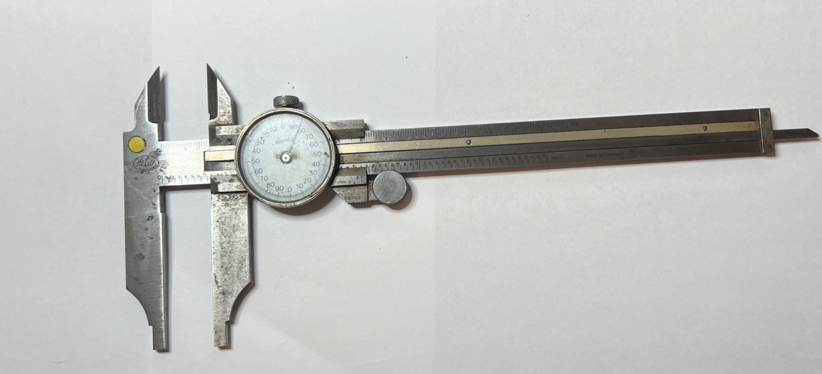 Helios Dial Caliper Stainless Steel Circular Dial Measuring Jaws 6" White Face