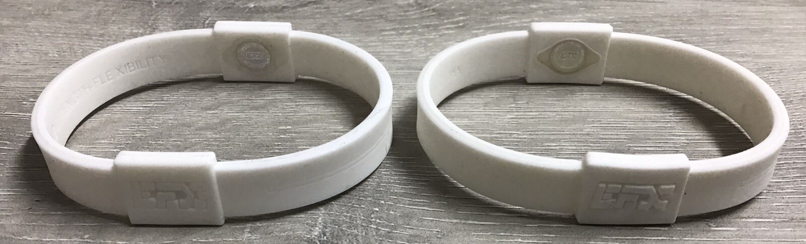 (LOT OF 2) EFX Hologram Silicon Balance Wristband - White - SZ L - NEW - NO BOX
