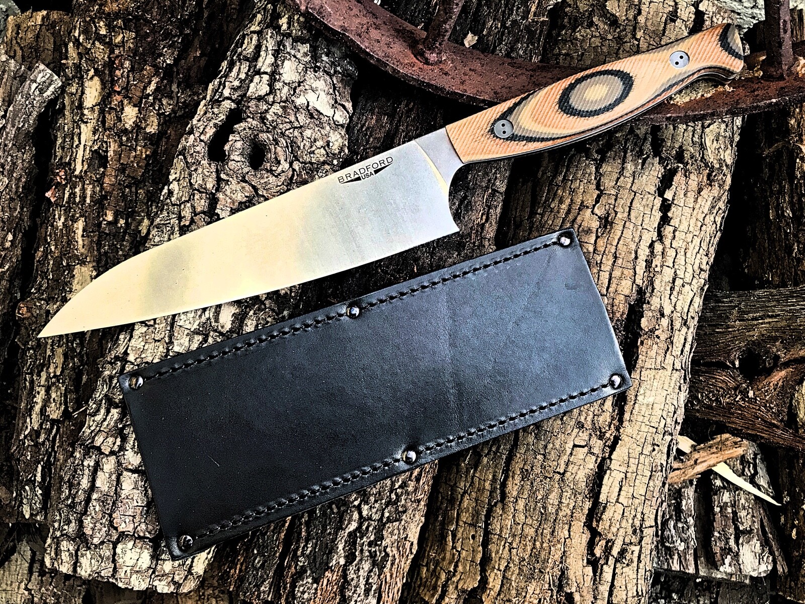 Bradford Chef Knife, AEB-L, 7.4” Edge, G-Wood scales, Culinary tool