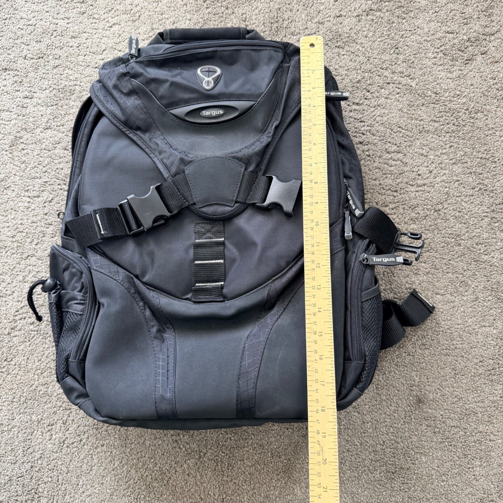 Targus Black Laptop Backpack Padded Travel Bag Multi Compartment Work School