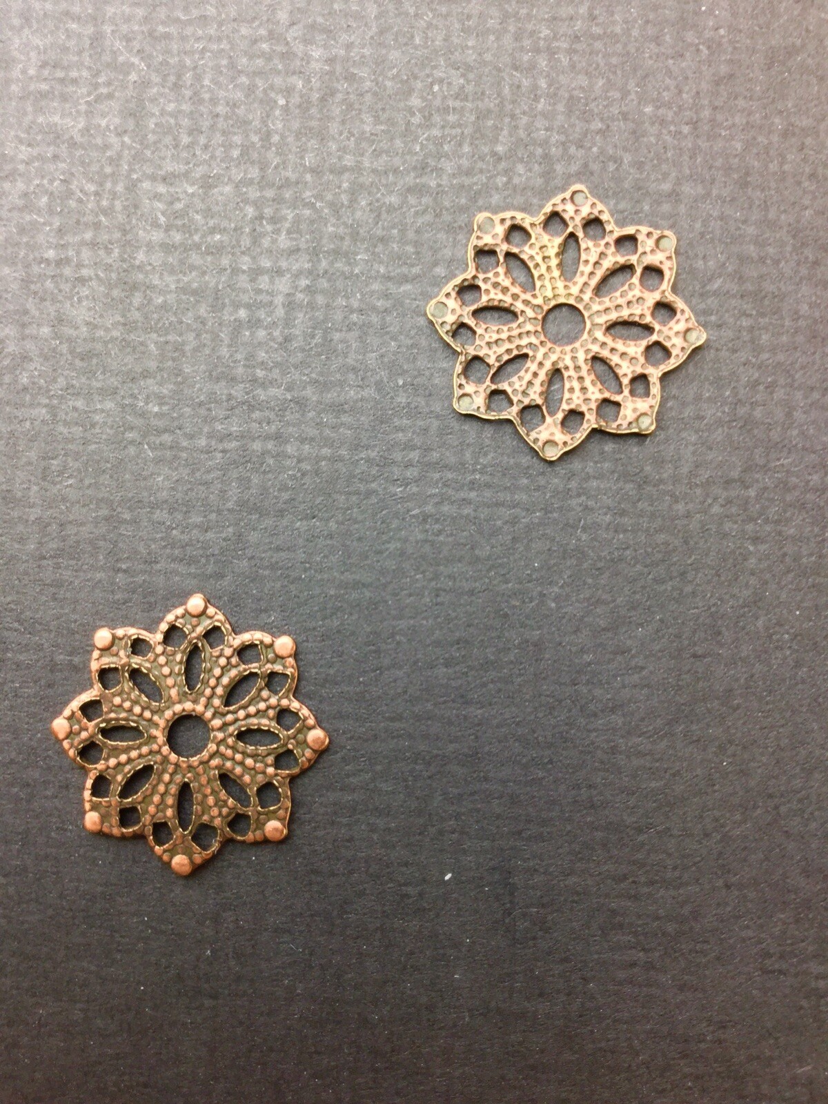 24495 6 Pc Copper Oxidized Victorian Round Filigree Finding